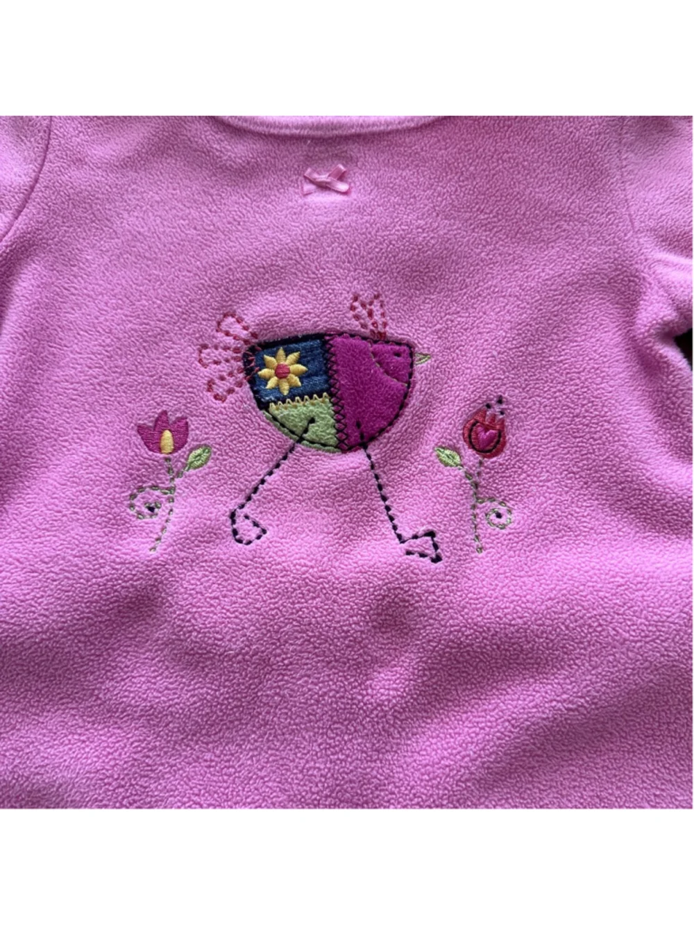 Carters Baby Bodysuit 0-3M Pink Fleece Bird Vintage Style Snap